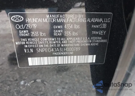 2020 Hyundai Sonata Se from USA, damaged, VIN 5NPEG4JA3LH000789